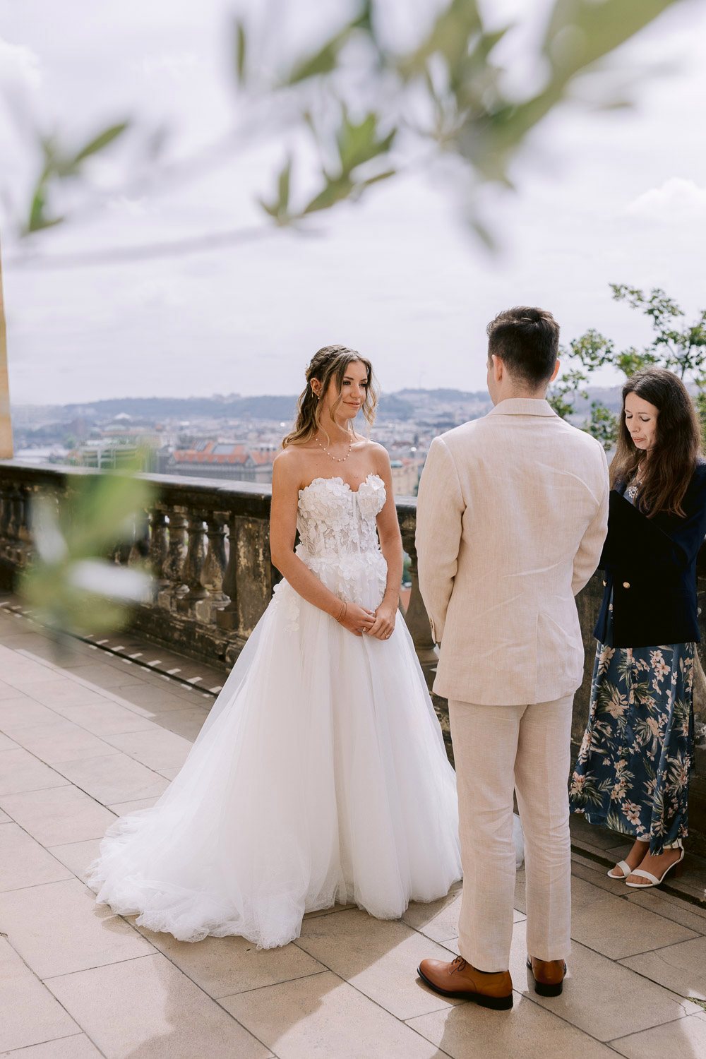 Lobkowicz Palace Elopement Ceremony Officiant Terrace Elopement ceremony with the officiant on the terrace