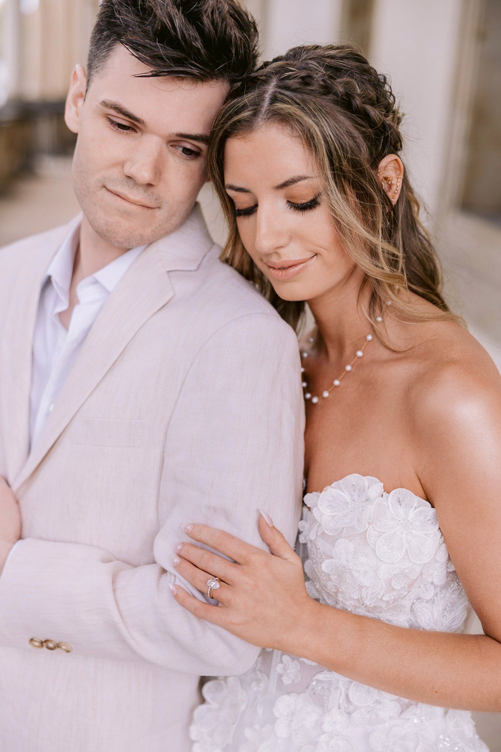 Lobkowicz Palace Elopement Couple Close Portrait Close portrait of the newlyweds