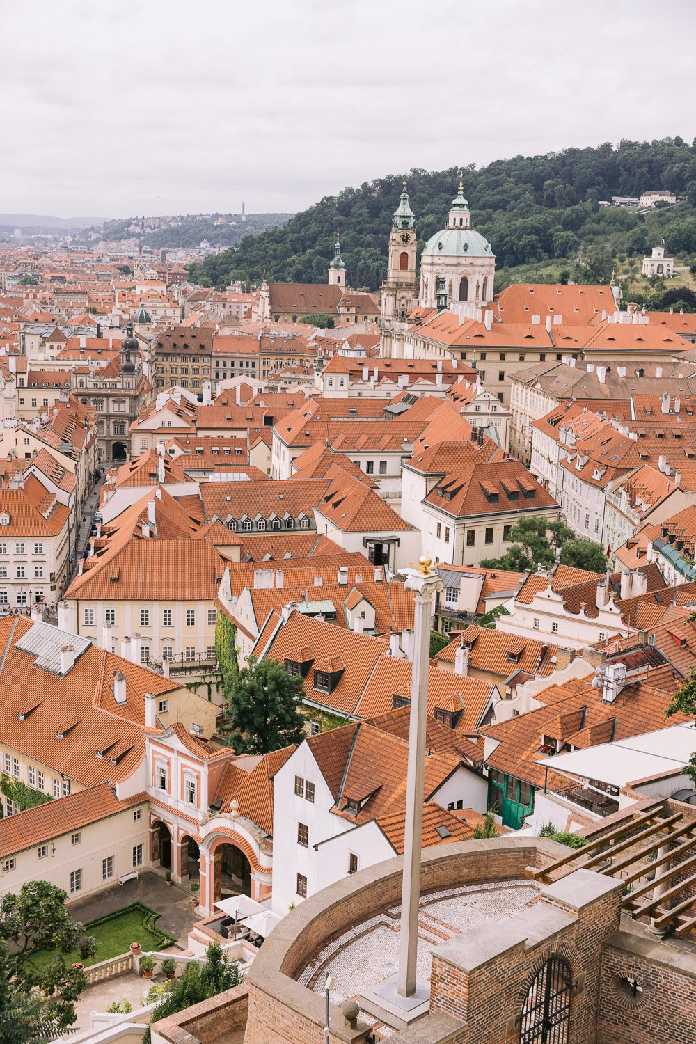 Lobkowicz Palace Elopement Prague Rooftops View Red rooftops of Malá Strana seen from Lobkowicz Palace
