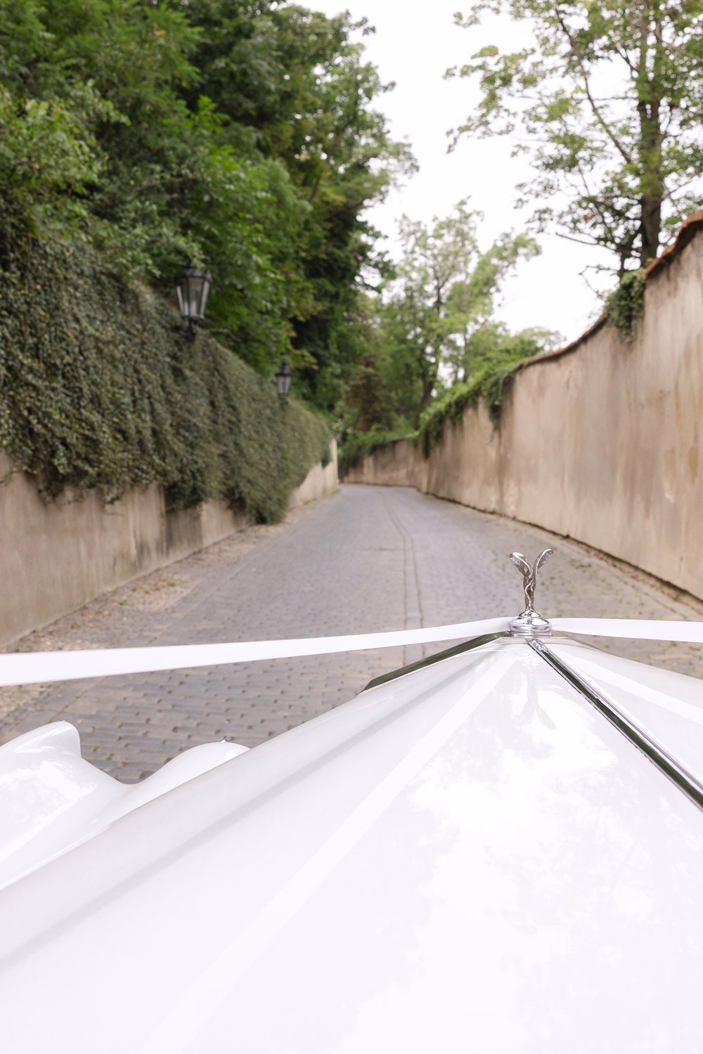 Lobkowicz Palace Elopement Rolls Royce Castle Road View from the Rolls-Royce on the road up to Prague Castle