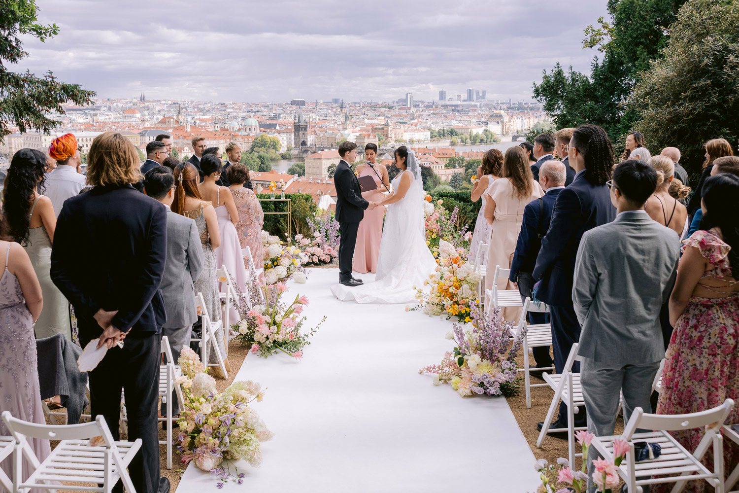 Villa Richter Ceremony Guests Aisle Guests watching the ceremony on the Villa Richter terrace