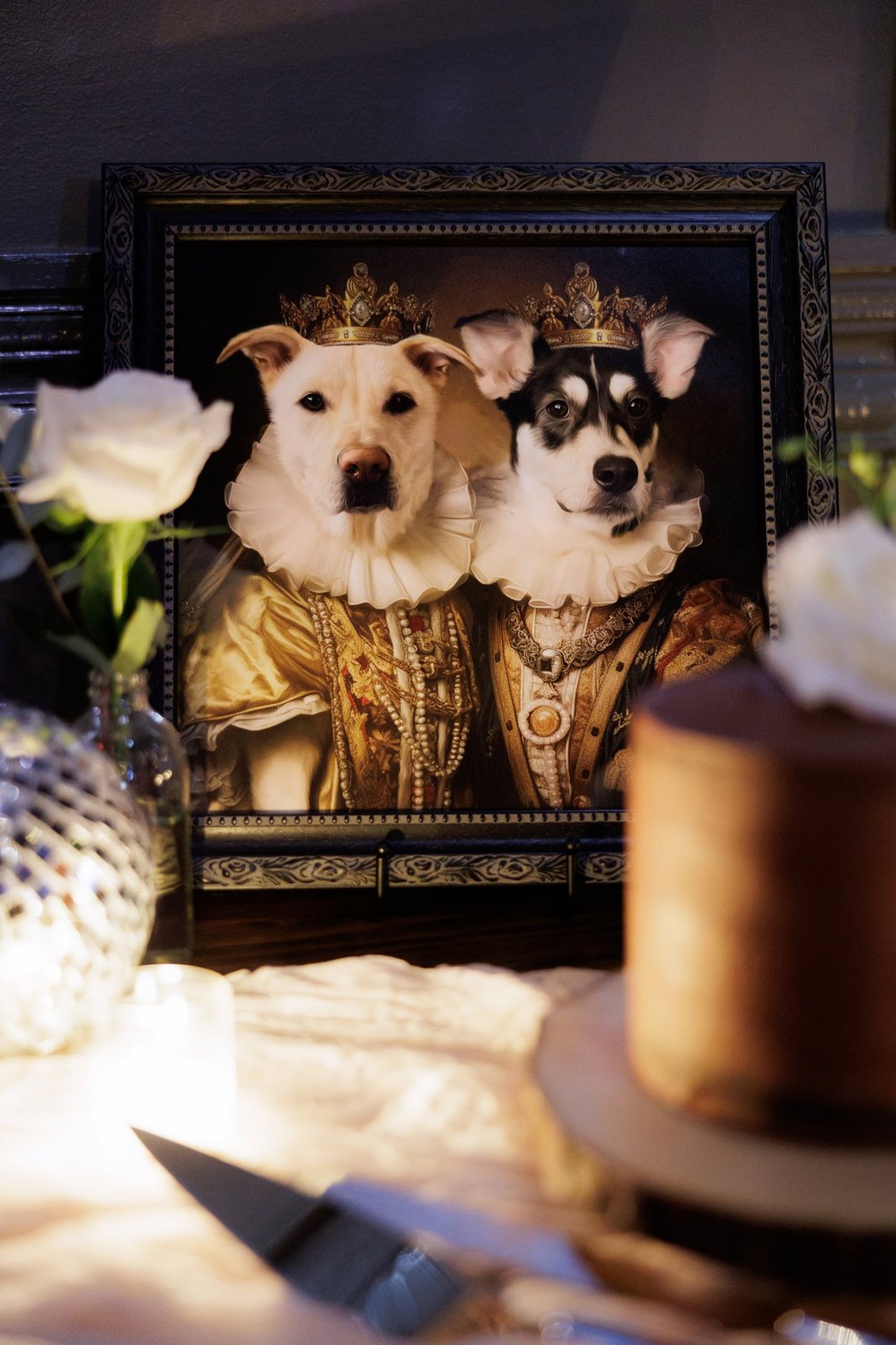 Wedding-detail-royal-dog-portrait Wedding detail: royal portrait of the couple's dogs